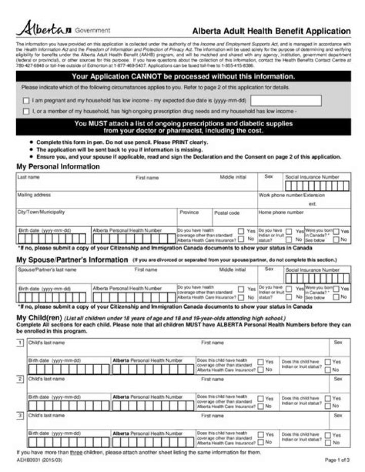 Alberta Adult Health Benefit