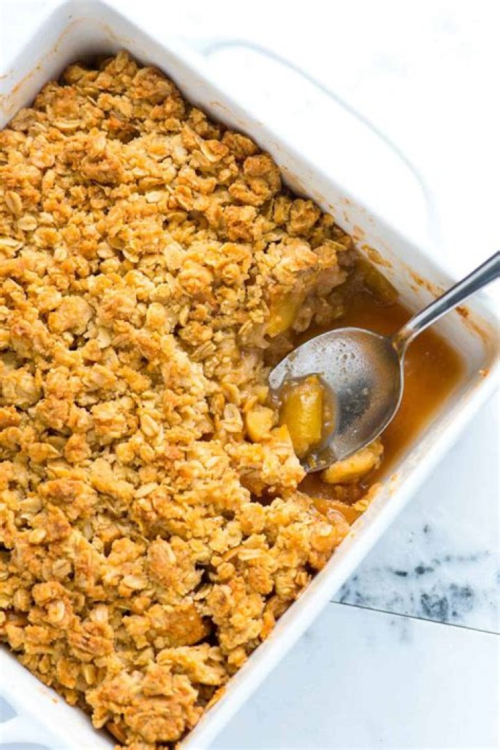 Apple crisp topping in a glass bowl.