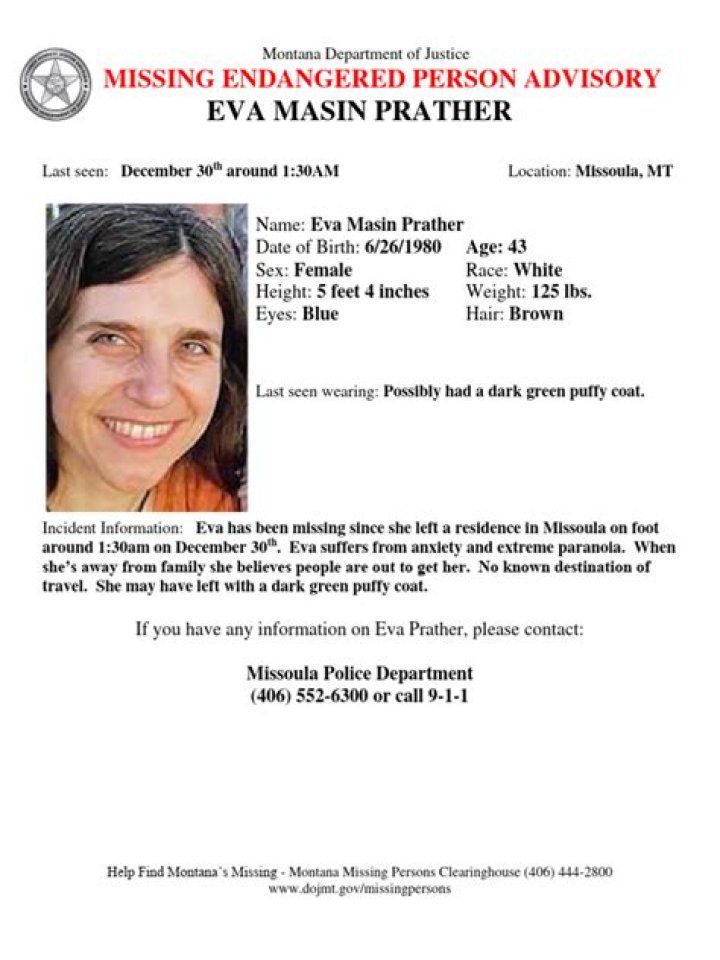 Eva Masin Prather Of Missoula Remains Missing, Where Is Eva Masin Prather? - SarkariResult