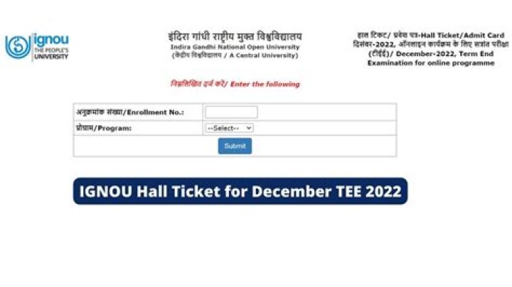 Hall Ticket Ignou 2022 - 2023