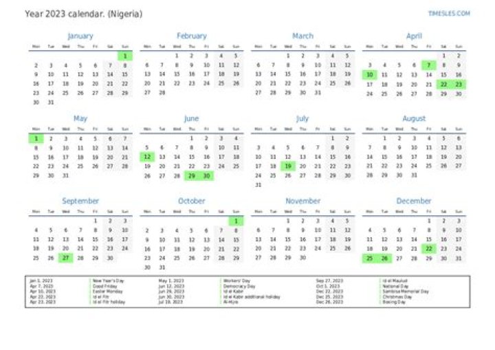 Public Holidays in Nigeria 2023, Get the List Here